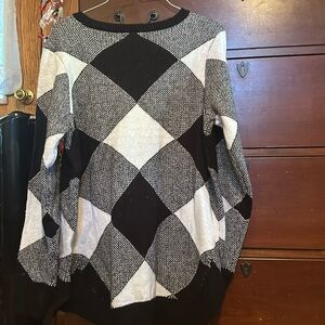 A Plaid Sweater in black and white, cute for Christmas or fall